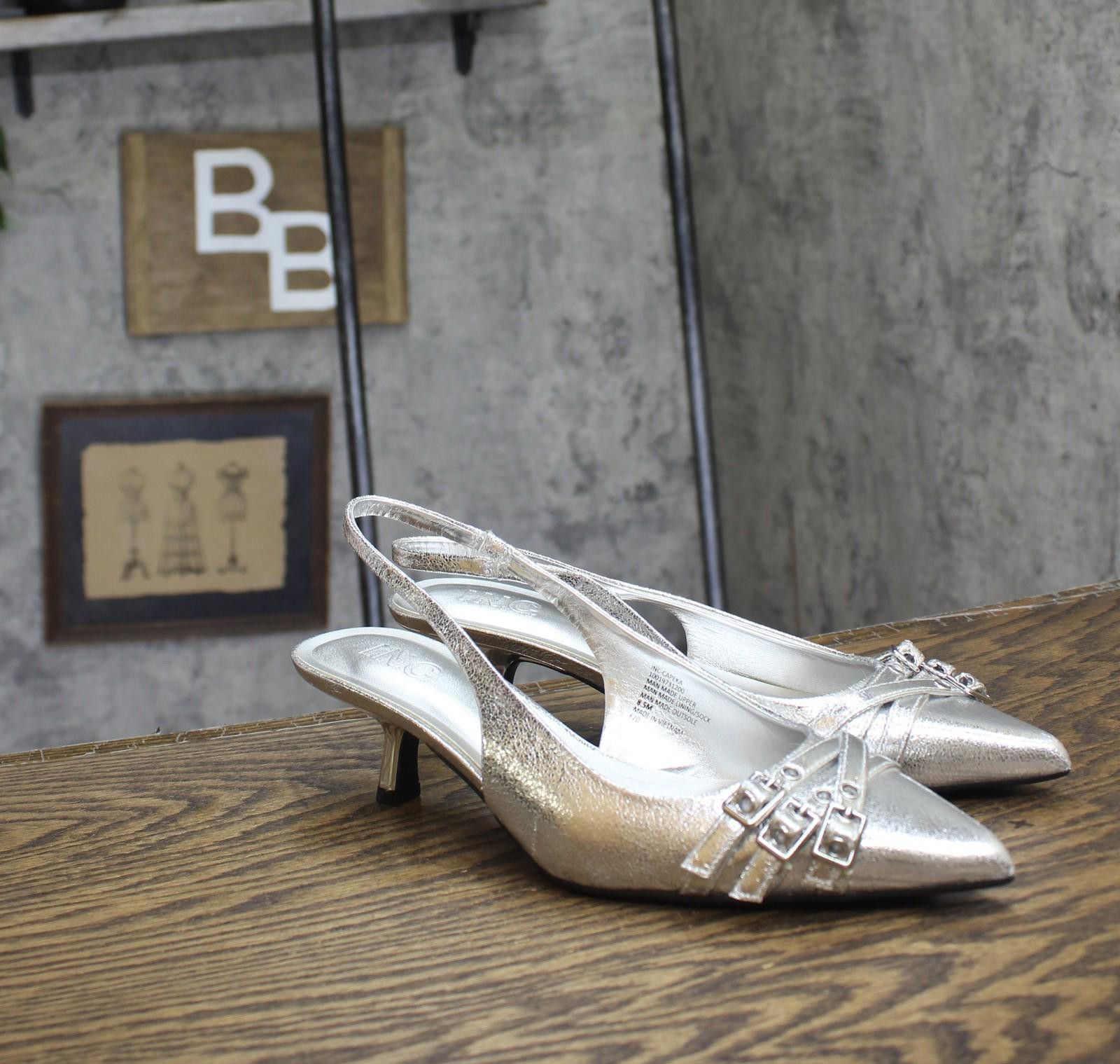 Inc International Concepts Pumps Silver Crinkle Gray 8.5m