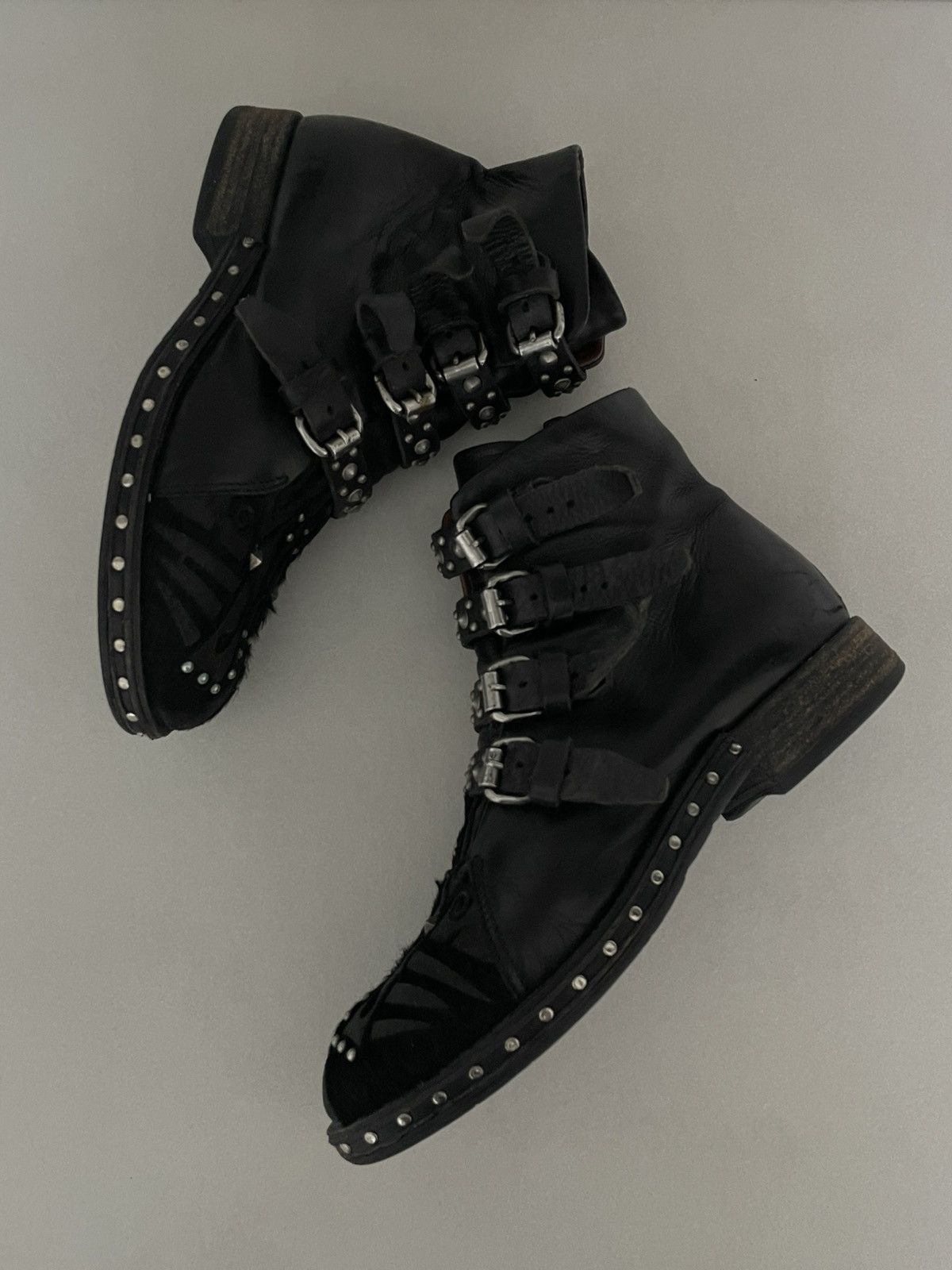 A.S.98 Vintage Archive A.S.98 Goat Fur Leather Biker Boots RARE Size US 7 / IT 37 - 2 Thumbnail