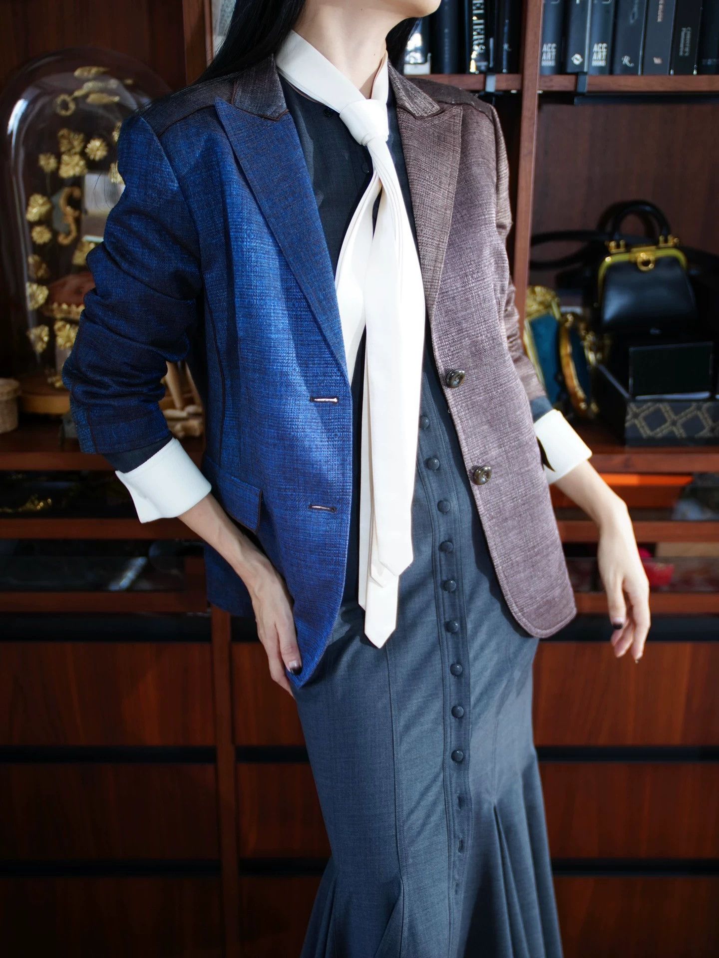 Escada Escada Vtg Wool Blend Blue Brown Gradient Blazer Size M / US 6-8 / IT 42-44 - 1 Thumbnail