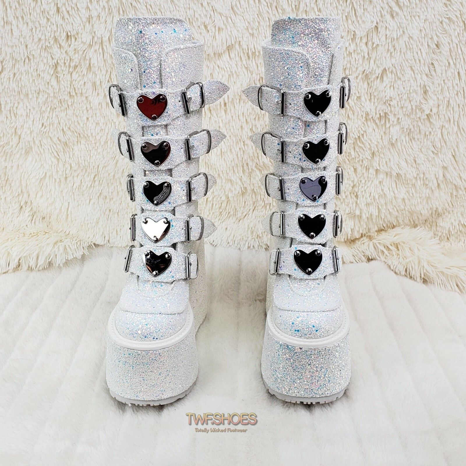 Other Swing 230G White Multi Glitter Mid Calf Boot 5.5 Platform He Size US 12 / IT 42 - 6 Thumbnail