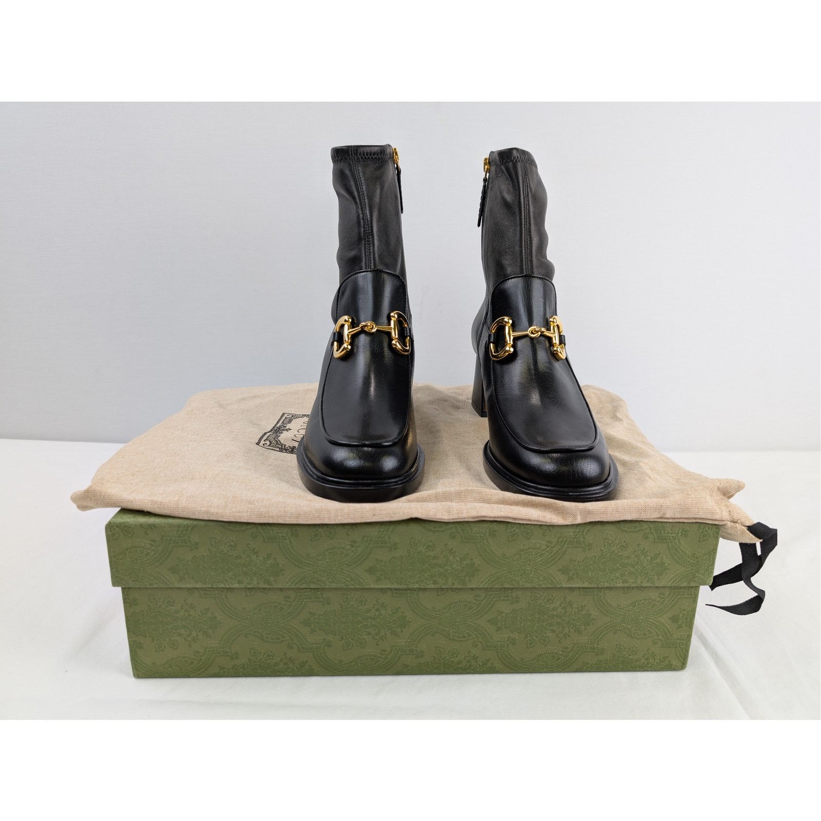 Gucci o1rshd1 Horsebit Leather ankle boot in Black-Gold Toned Size US 10 / IT 40 - 18 Thumbnail