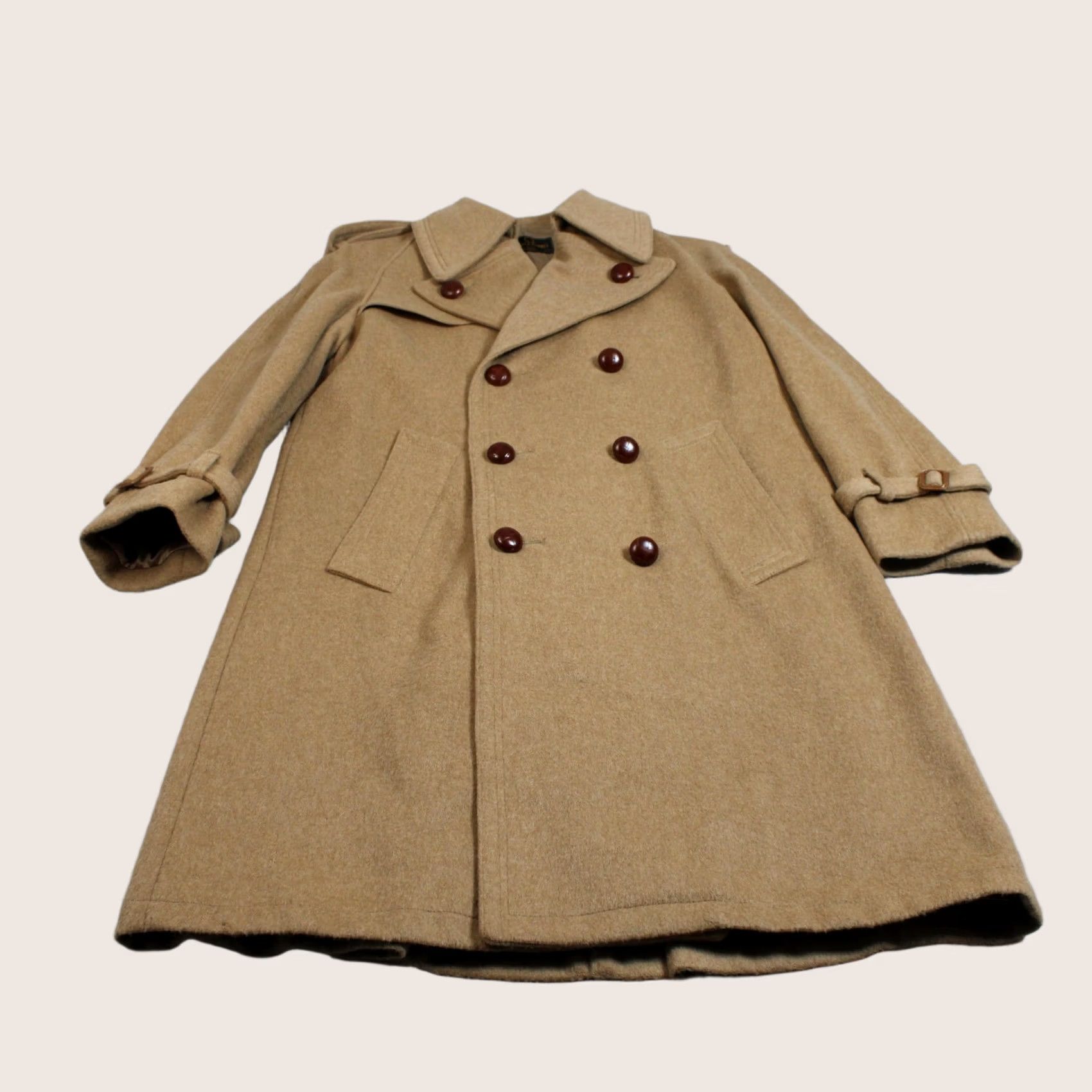 Doublet VINTAGE Zero King Coat Men 38 Beige Wool Trench Belted Double Breasted Wool Coat Long Classic Winter 80s Mens Size US XXS / EU 40 - 1 Thumbnail