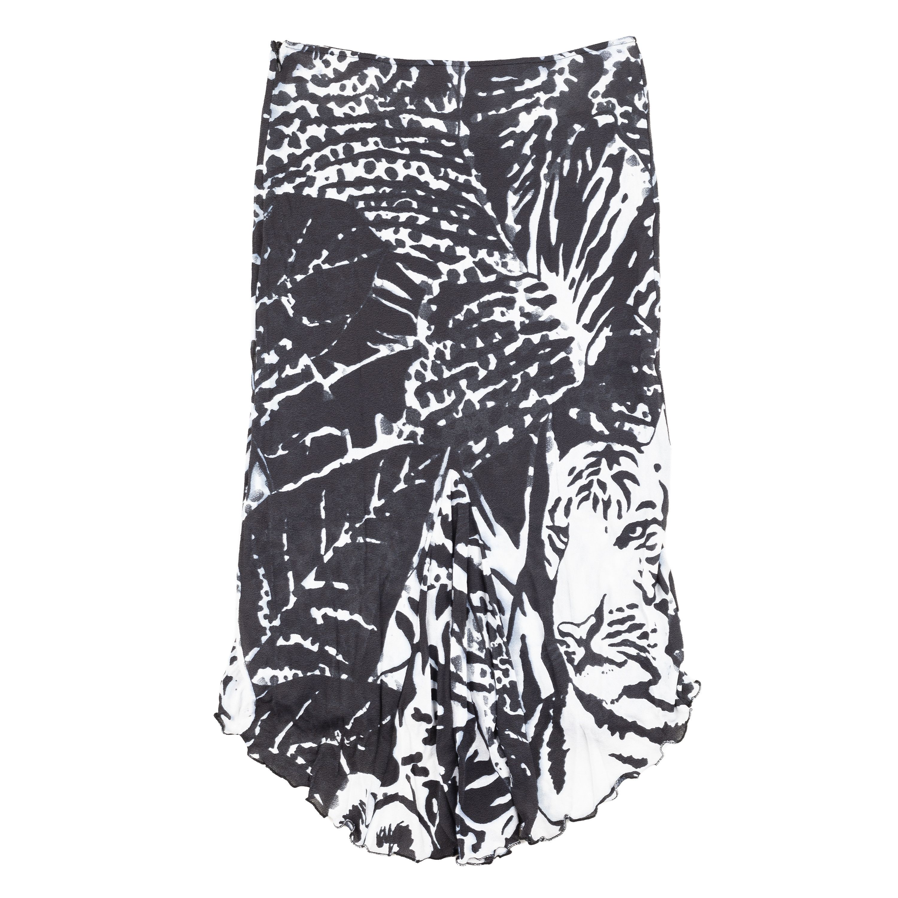 Cavalli Class Roberto Cavalli CLASS Tiger Print Black/Blue Midi Skirt Size 26" / US 2 / IT 38 - 2 Thumbnail