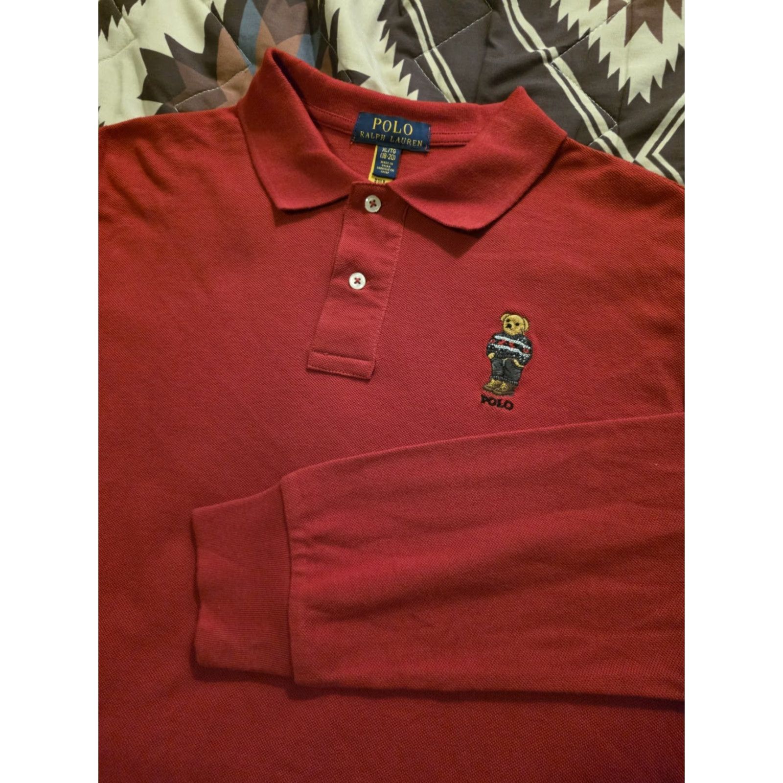 Polo Ralph Lauren Polo Ralph Lauren Polo Long Sleeve Embroidered Bear Collar Shirt Mens XL Red Casual Polo Ralph Lauren Bear Size US M / EU 48-50 / 2 - 2 Thumbnail