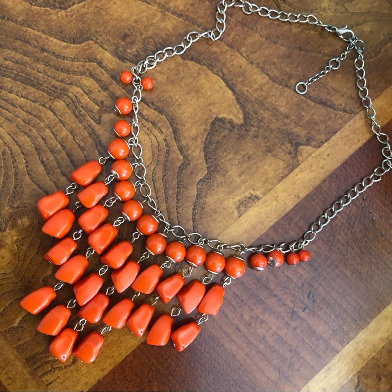 Jewelry Bright orange resin beaded chain necklace Size ONE SIZE - 9 Thumbnail