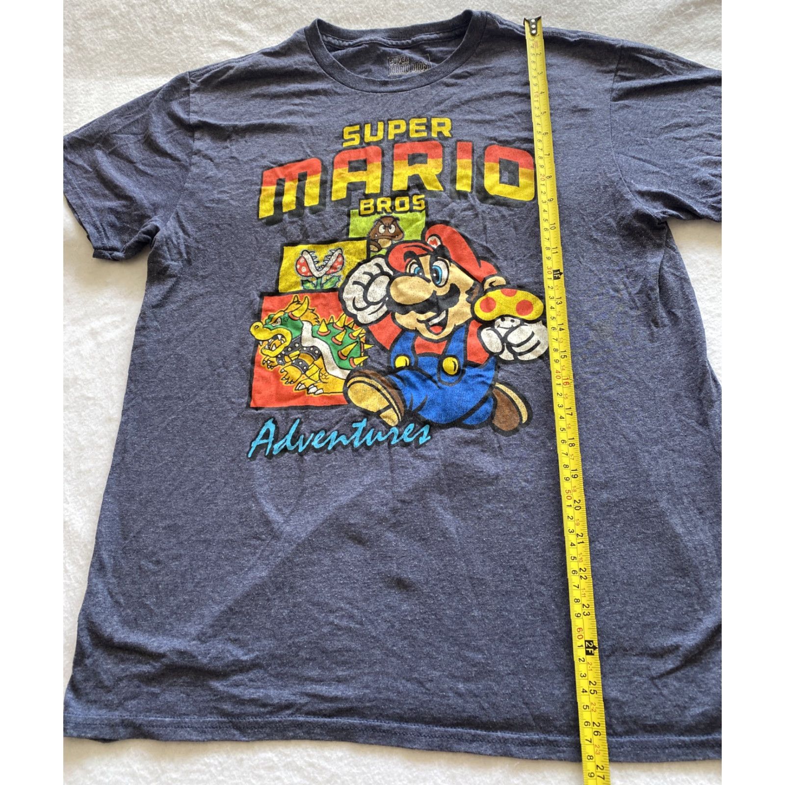 Vintage Super Mario Brothers Adventure T-Shirt Men L Blue Short Sleeve Graphics 17-18 Size US L / EU 52-54 / 3 - 5 Thumbnail