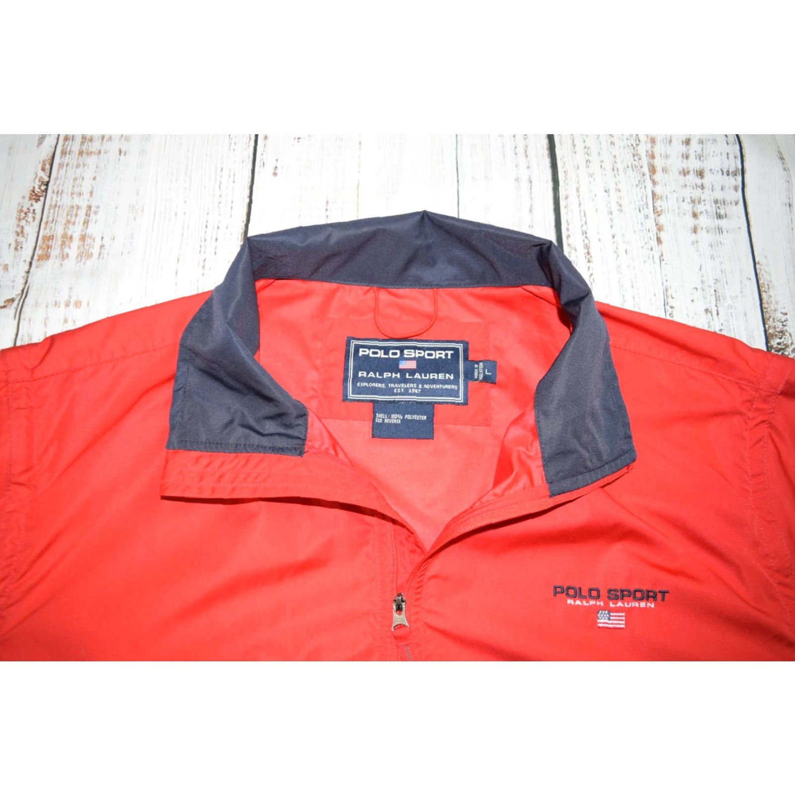 Vintage VINTAGE Polo Sport Windbreaker Jacket Red 2-IN-1 Removable Sleeves Vest L Mens Regular Size US L / EU 52-54 / 3 - 5 Thumbnail