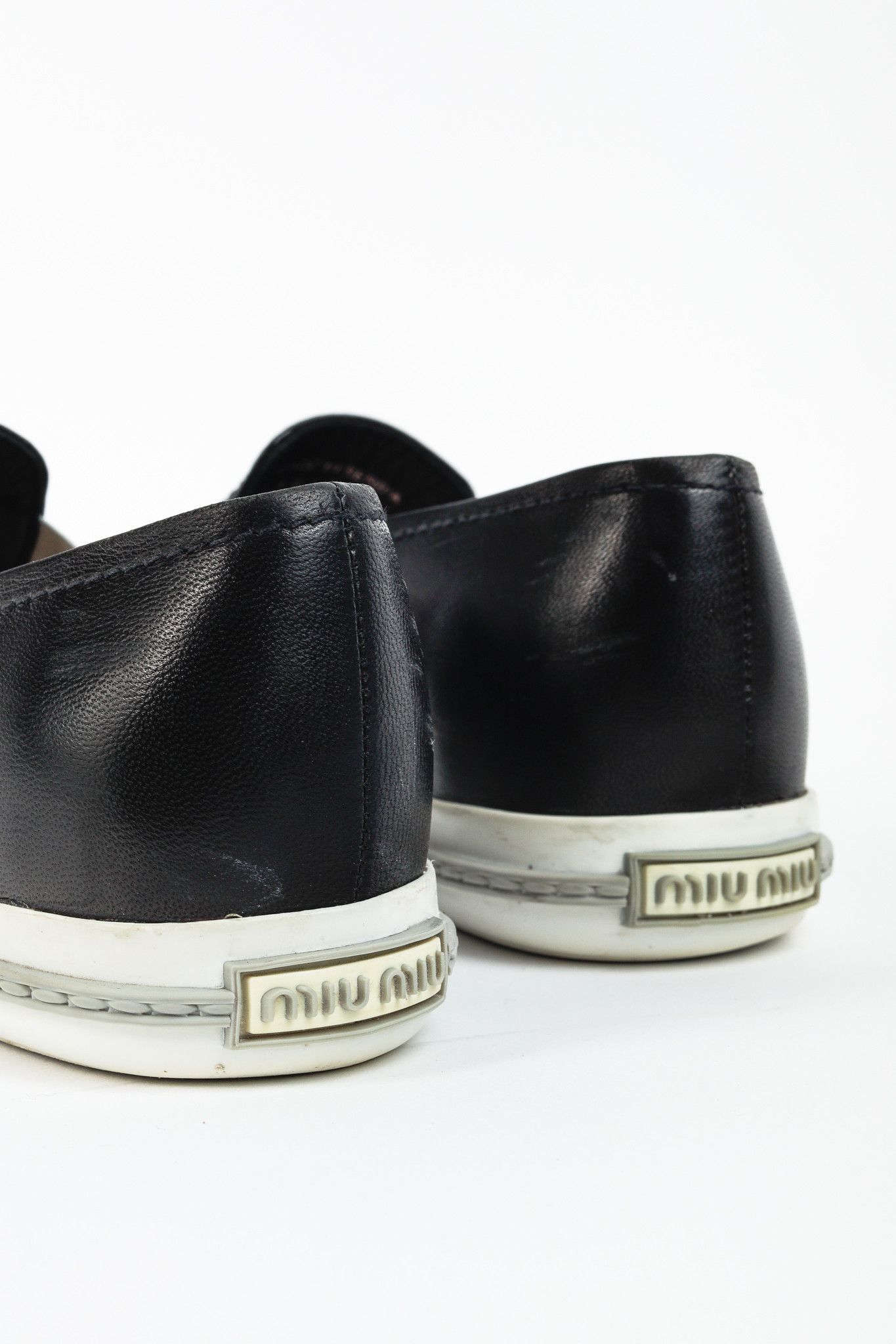 Miu Miu Miu Miu Black Metal-Cap-Toe Slip-On Sneakers Size US 6.5 / IT 36.5 - 10 Thumbnail