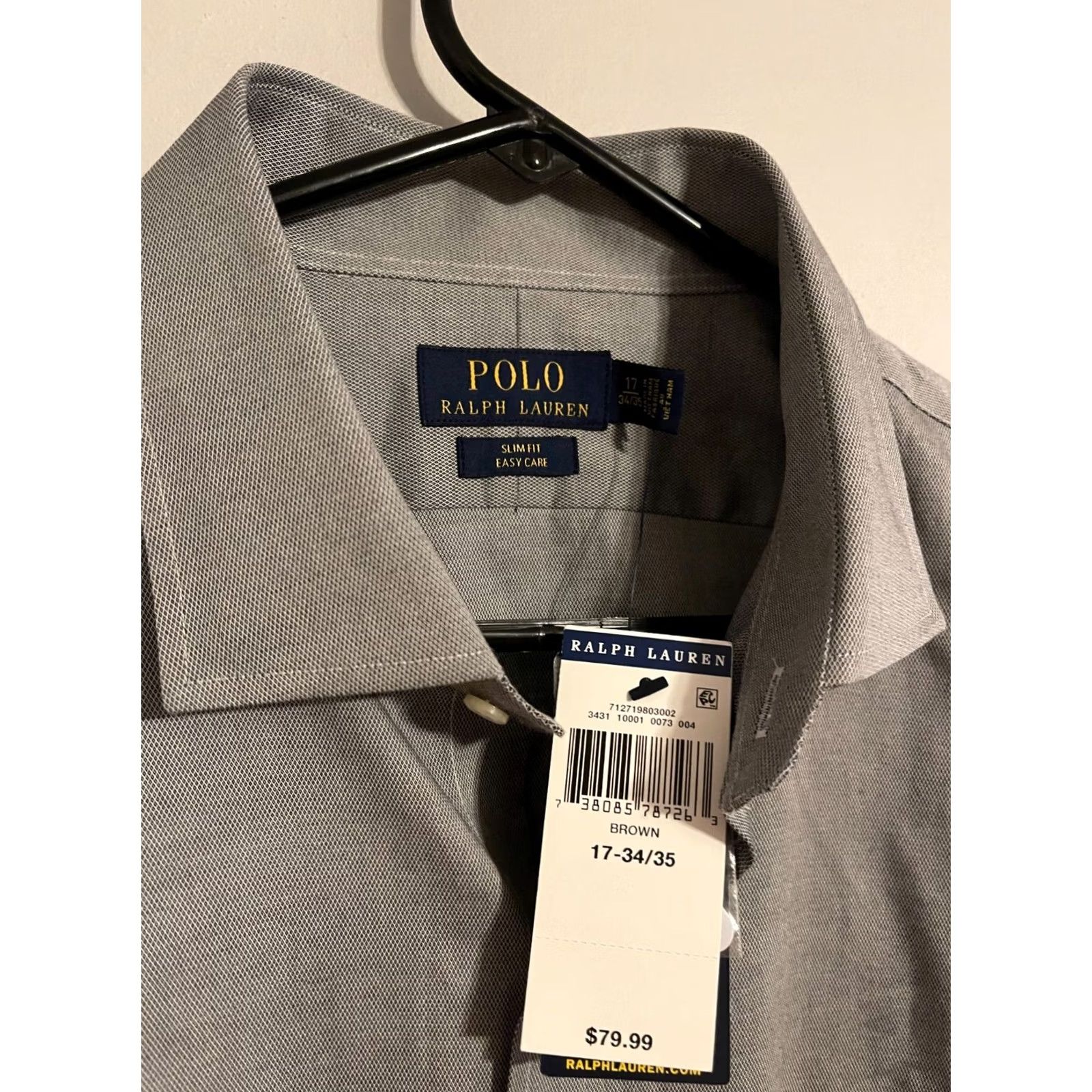 Polo Ralph Lauren VINTAGE Polo Ralph Lauren Slim Fit Easy Care L/S Button Dress Shirt Mens 17 34/35 Gray Size 46R - 3 Thumbnail
