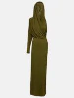 Saint Laurent Paris o1s1wg111124 Hooded Dress in Crepe Jersey in Green Size M / US 6-8 / IT 42-44 - 9 Thumbnail