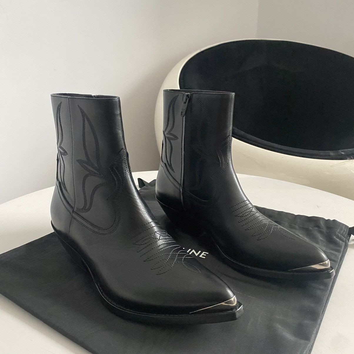 Celine SS24 CELINE LEON ZIPPED BOOT WITH METAL TOE By Hedi Slimane Size US 7 / EU 40 - 5 Thumbnail