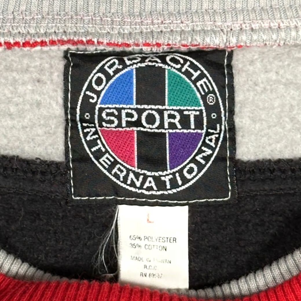 Jordache VINTAGE Jordache Sweater Mens Black Red 80s Crew Neck Long Sleeve Pullover Cotton Blend Sweatshirt Jacket Style Size US M / EU 48-50 / 2 - 6 Thumbnail