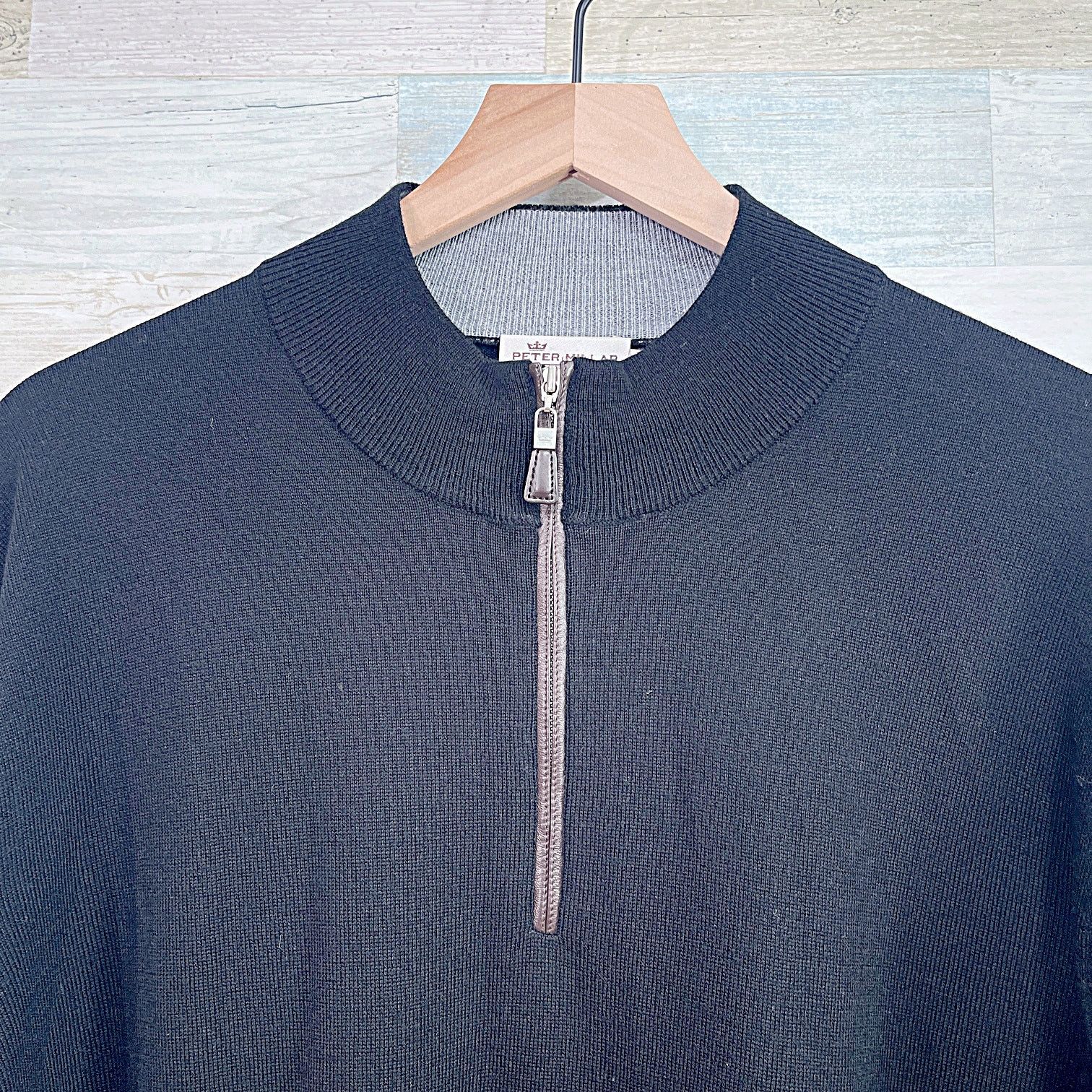 Peter Millar Peter Millar Silk Merino Wool 1/4 Zip Sweater Black Mens 2XL Size US XXL / EU 58 / 5 - 2 Thumbnail