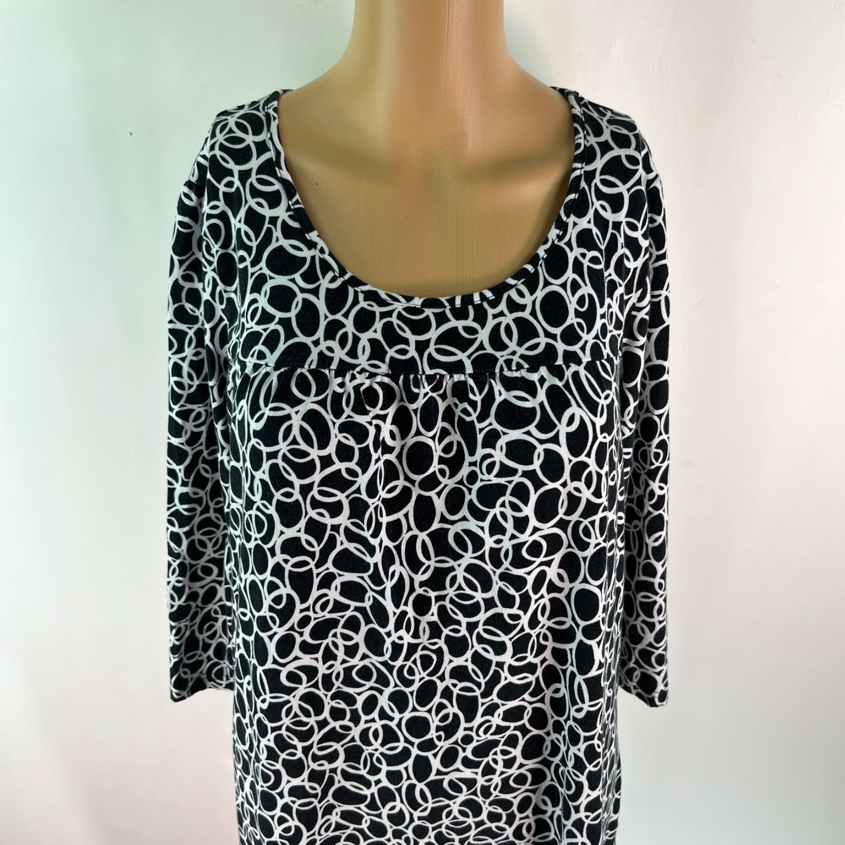 Jones New York VINTAGE Jones New York Sport Geometric 3/4 Sleeve Black Shift Dress L Womens Size L / US 10 / IT 46 - 3 Thumbnail