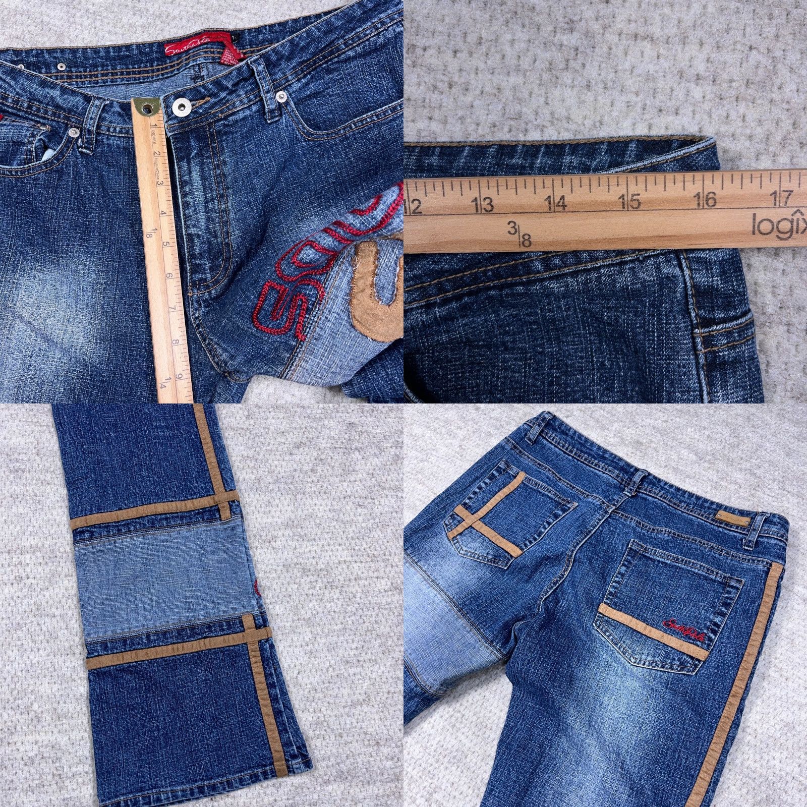 VINTAGE Southpole Jeans Women Junior 13 Boot Cut Logo 32x30 Denim Blue 5-Pocket Regular Mid Rise Bootcut Stretch Pants Boys?