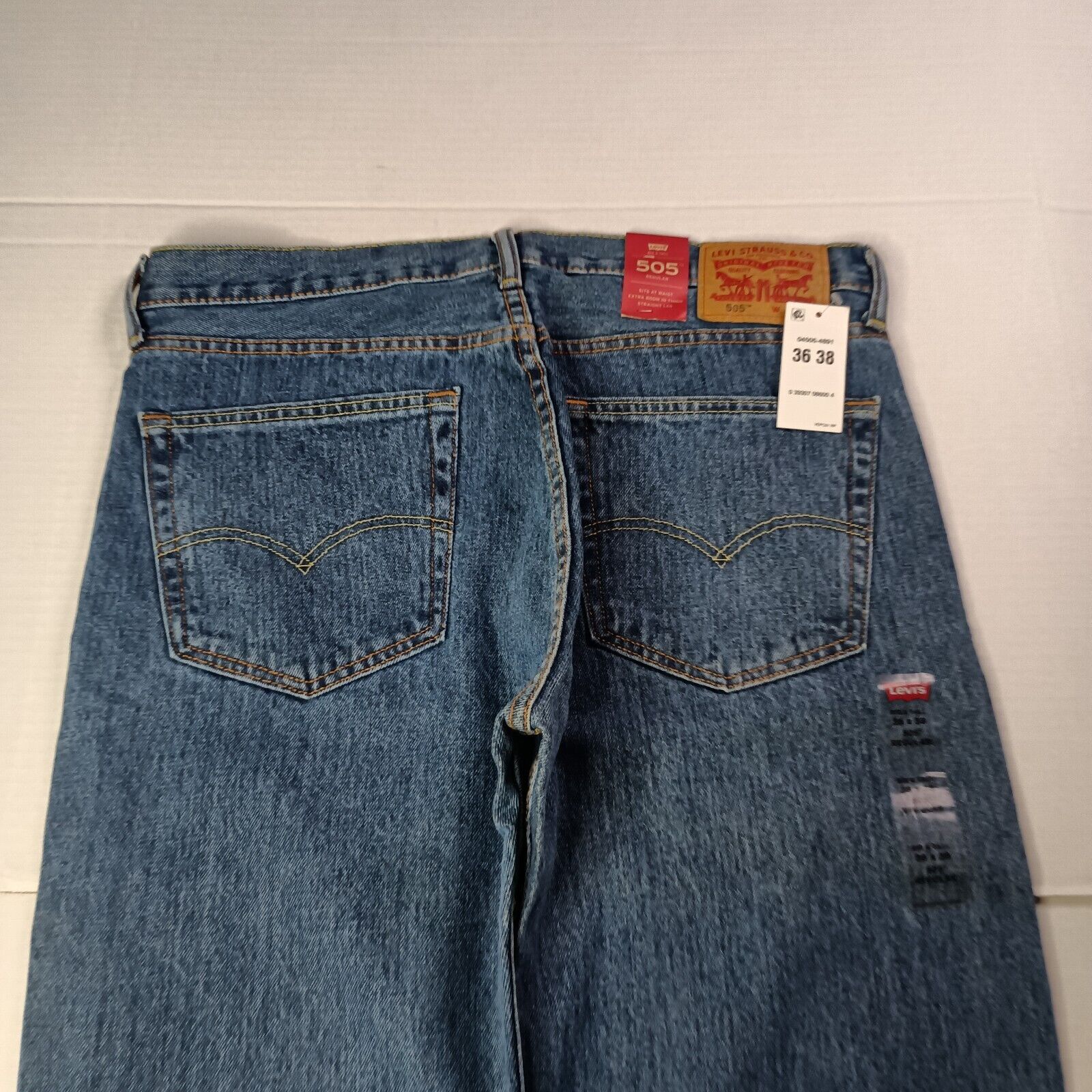 Levi's Levi's 505 Jeans Men's 36x38 Regular Fit Straight Leg Blue Size US 36 / EU 52 - 8 Thumbnail