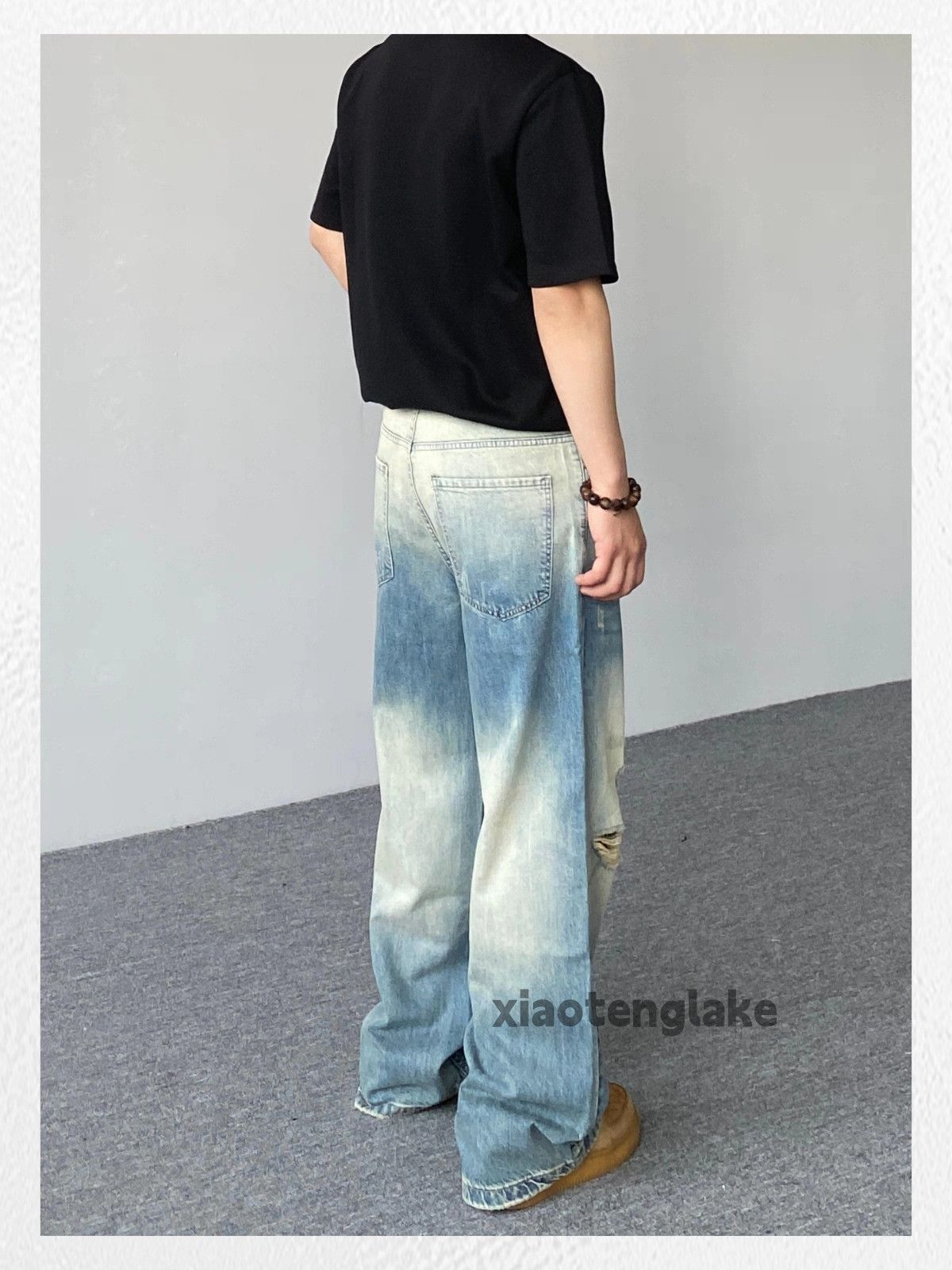 Jean xtl vintage washed faded loose baggy ripped jeans Size US 34 / EU 50 - 2 Thumbnail