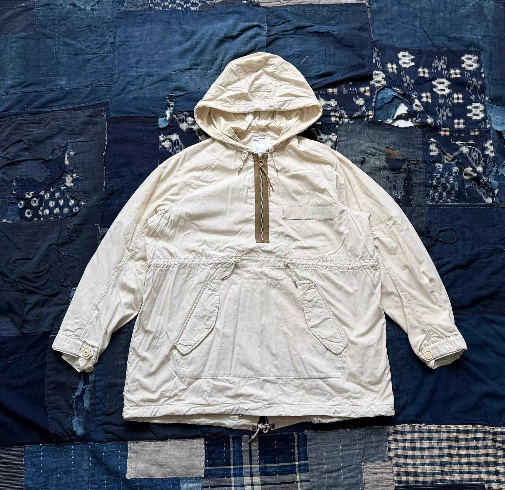 Visvim White Hooded Light Jacket with Half-Zip - Size S Size US S / EU 44-46 / 1 - 1 Thumbnail