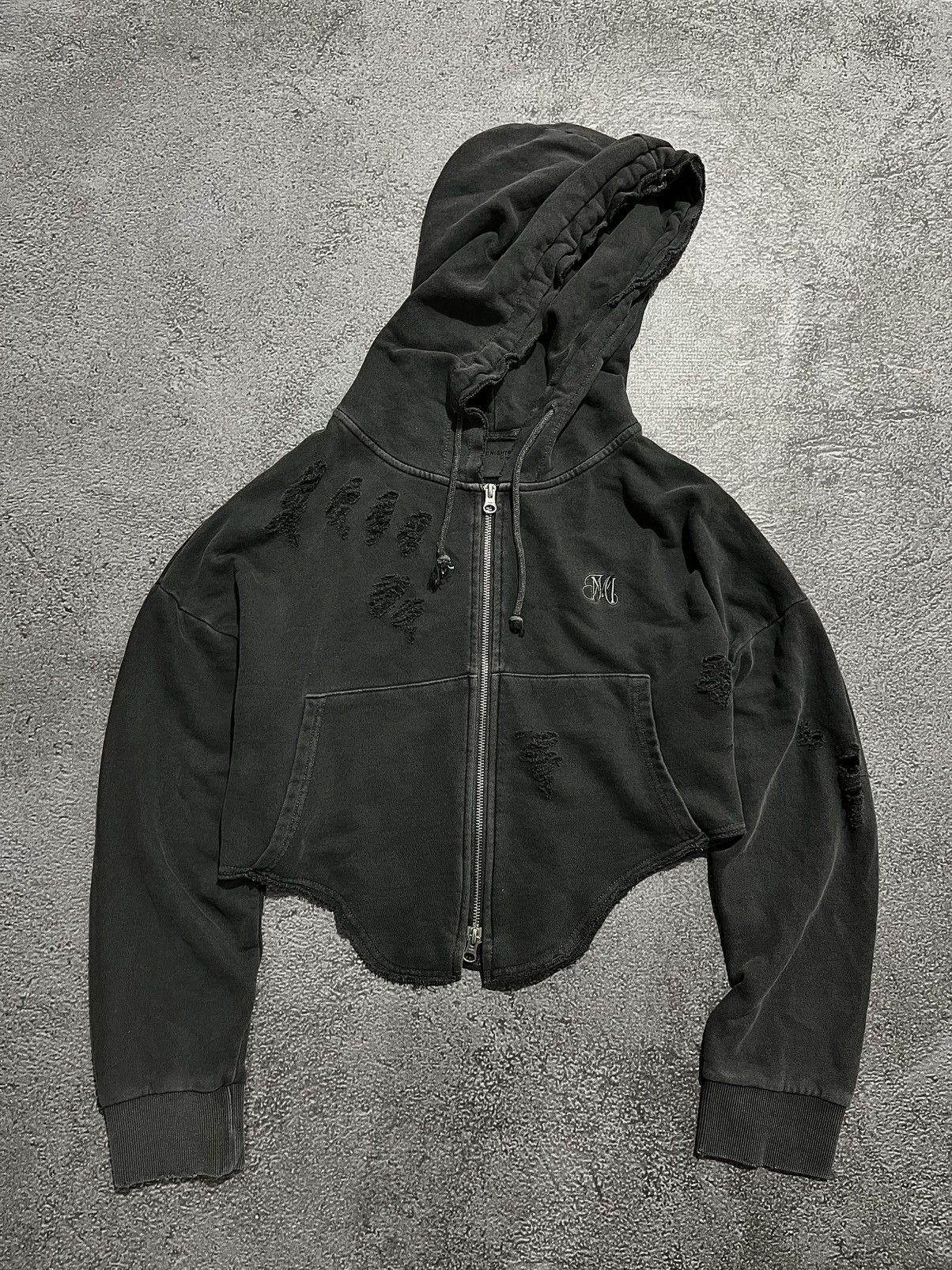 MiDNIGHT Vintage Midnight Move Distressed Crop Zip hoodie Yasuyuki Size US M / EU 48-50 / 2 - 1 Thumbnail