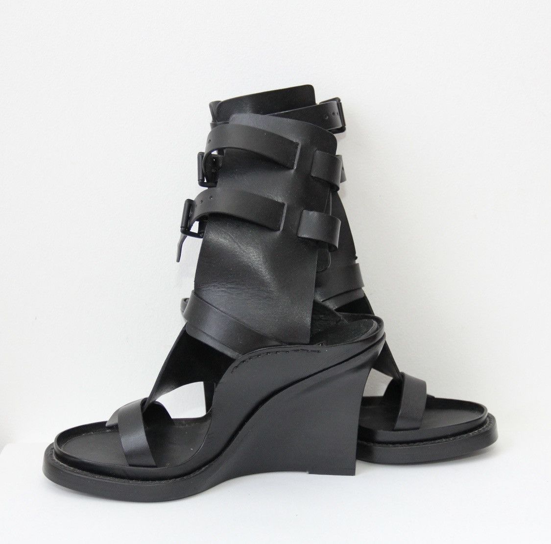 Ann Demeulemeester Black Grecian Buckle Heeled Sandals Size US 6.5 / IT 36.5 - 3 Thumbnail