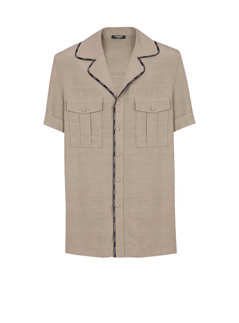 o1s1wg110126 Cupro Pyjama Shirt With Pocket in Brown