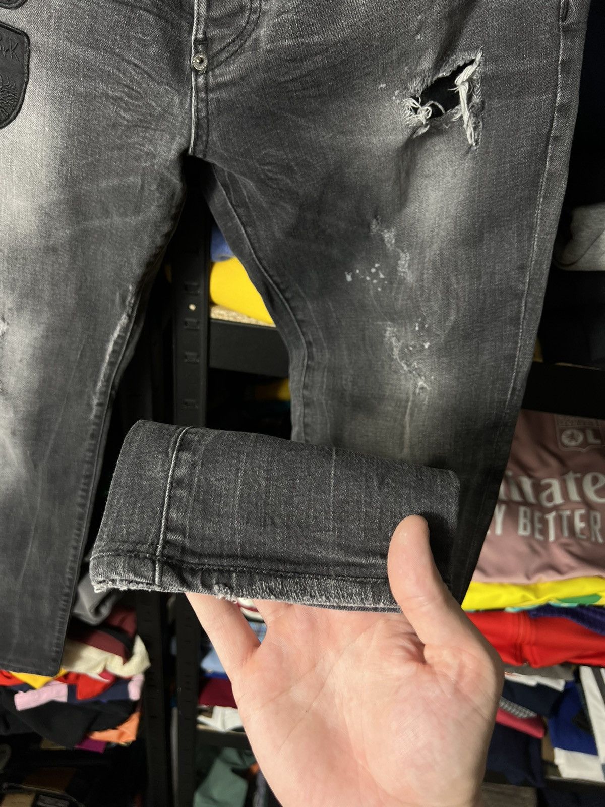 Dsquared2 Dsquared2 Slim Distressed Ripped Jeans Grey Wash Patch Denim Size US 36 / EU 52 - 8 Thumbnail