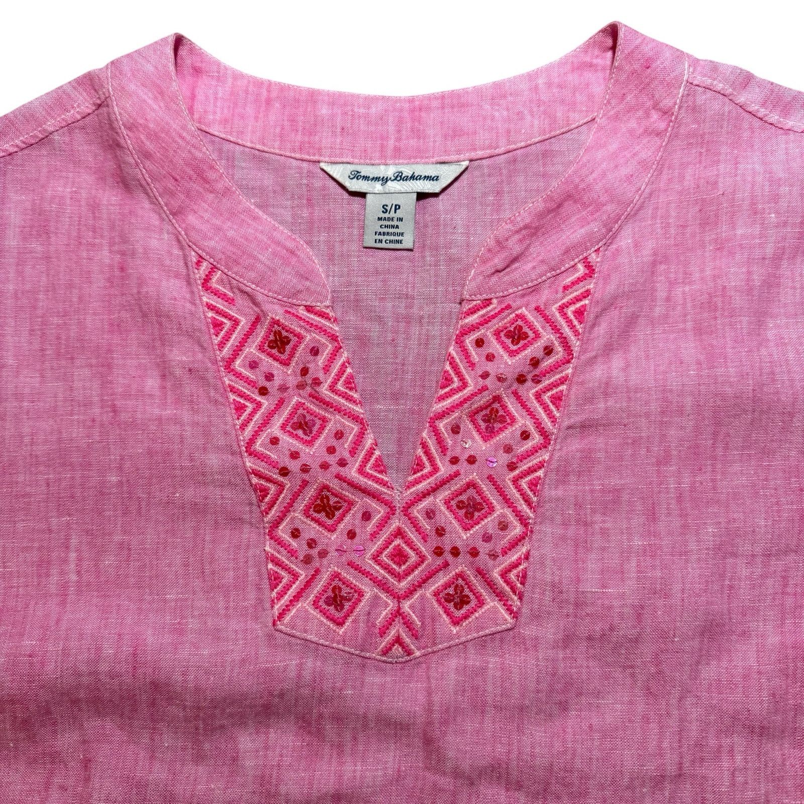 Tommy Bahama Tommy Bahama Tunic Top Sunset Chambray Linen Hot Pink Small Size S / US 4 / IT 40 - 1 Thumbnail