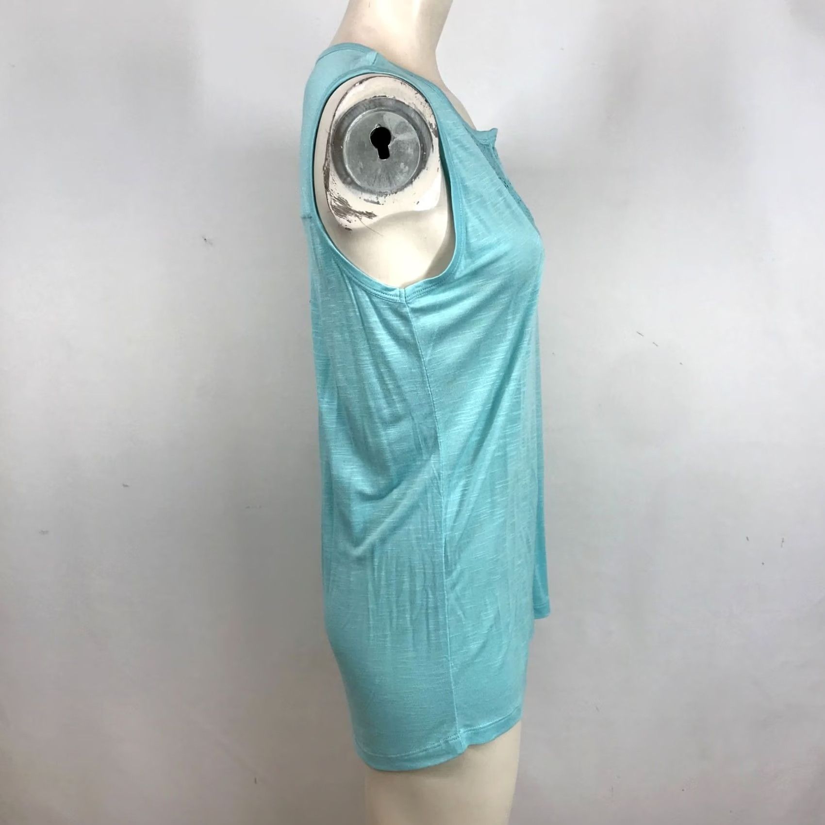 Altea CASLON WOMEN'S BLOUSE M TEAL SLEEVELESS ROUND NECK VISCOSE TANK Blue 90s? Size M / US 6-8 / IT 42-44 - 4 Thumbnail
