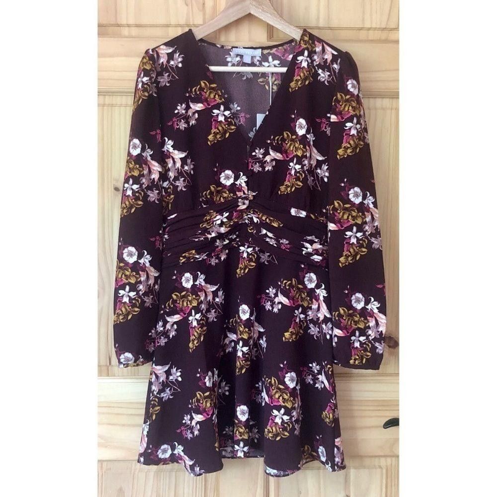 Chelsea Soccer Chelsea28 ruched floral long sleeve mini dress size M Size M / US 6-8 / IT 42-44 - 2 Thumbnail