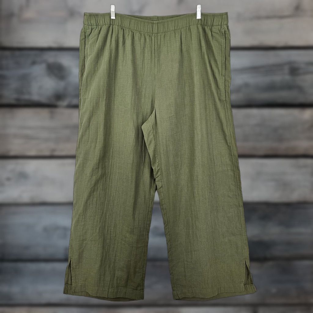 Old Navy Old Navy Womens Wide Leg High Rise Gauze Pants Sz 2XL Tall Green Cotton Pull On Size 40" / US 18 - 1 Thumbnail