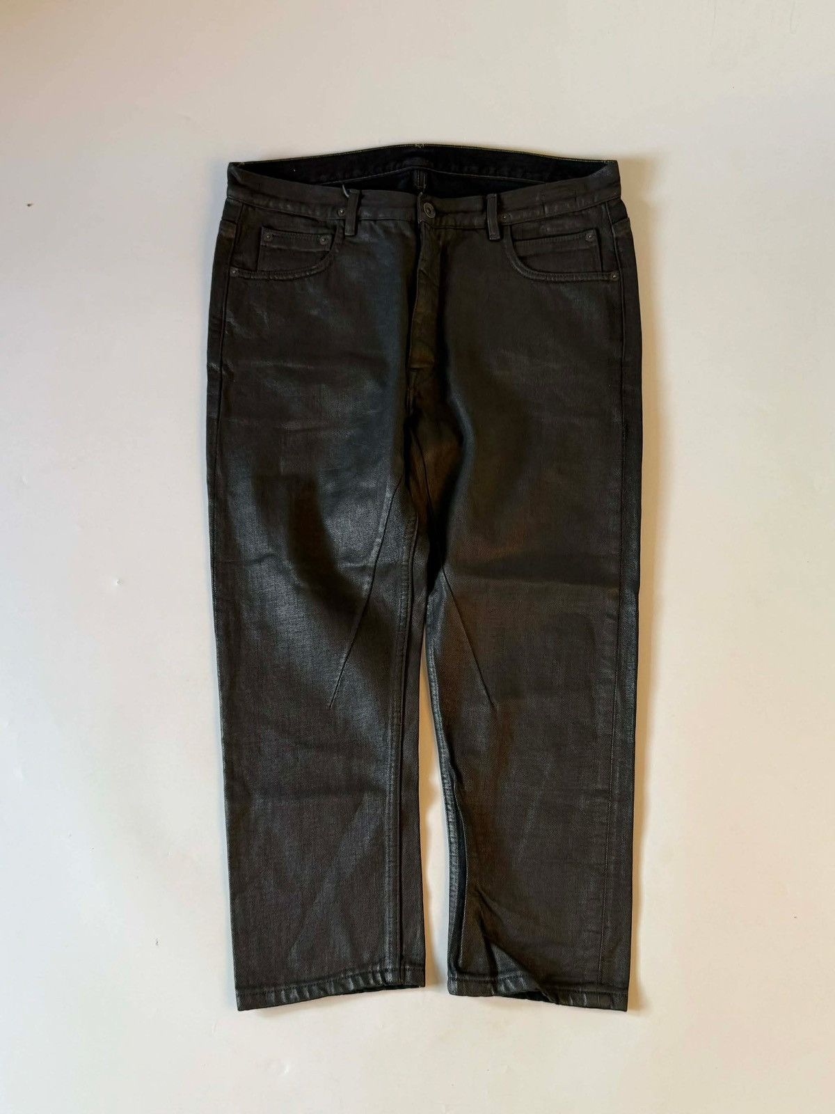 Rick Owens Rick Owens Black Waxed Cropped Pants Size US 32 / EU 48 - 1 Thumbnail