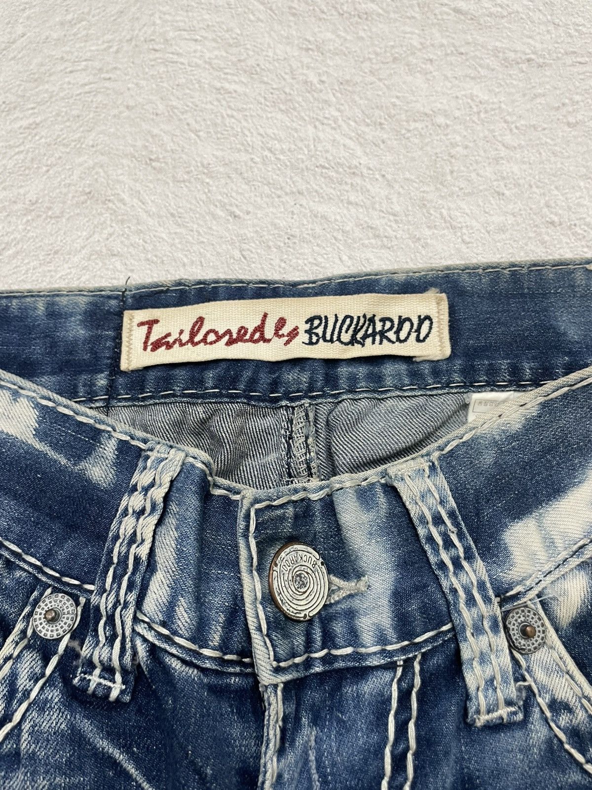 Japanese Brand 2000s Acid Washed Buckaro Light Blue Jeans Y2K Size US 29 - 4 Thumbnail