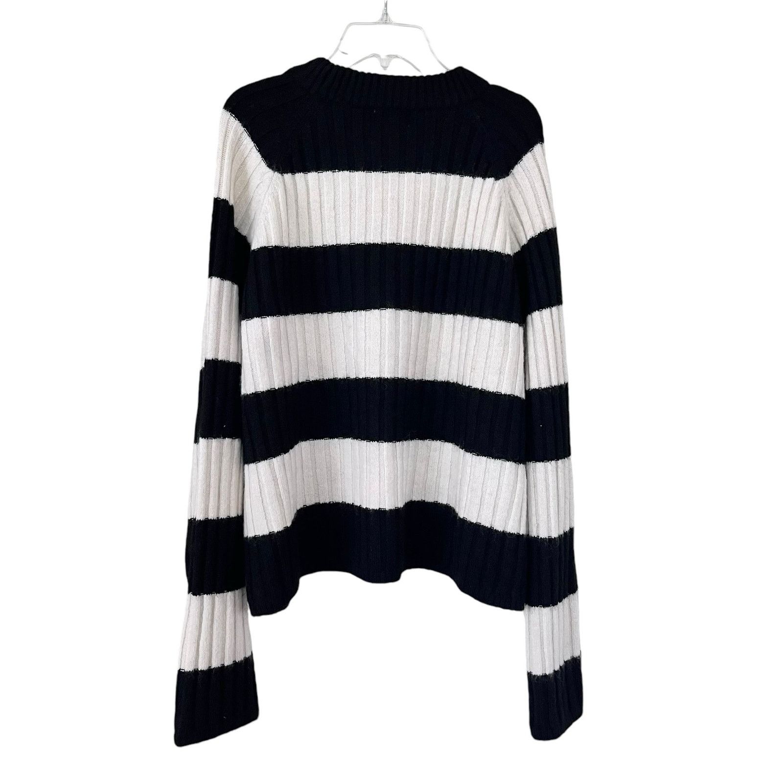 H&M H&M Black White Ribbed Chunky Knit Striped Pullover Sweater Size XL / US 12-14 / IT 48-50 - 5 Thumbnail