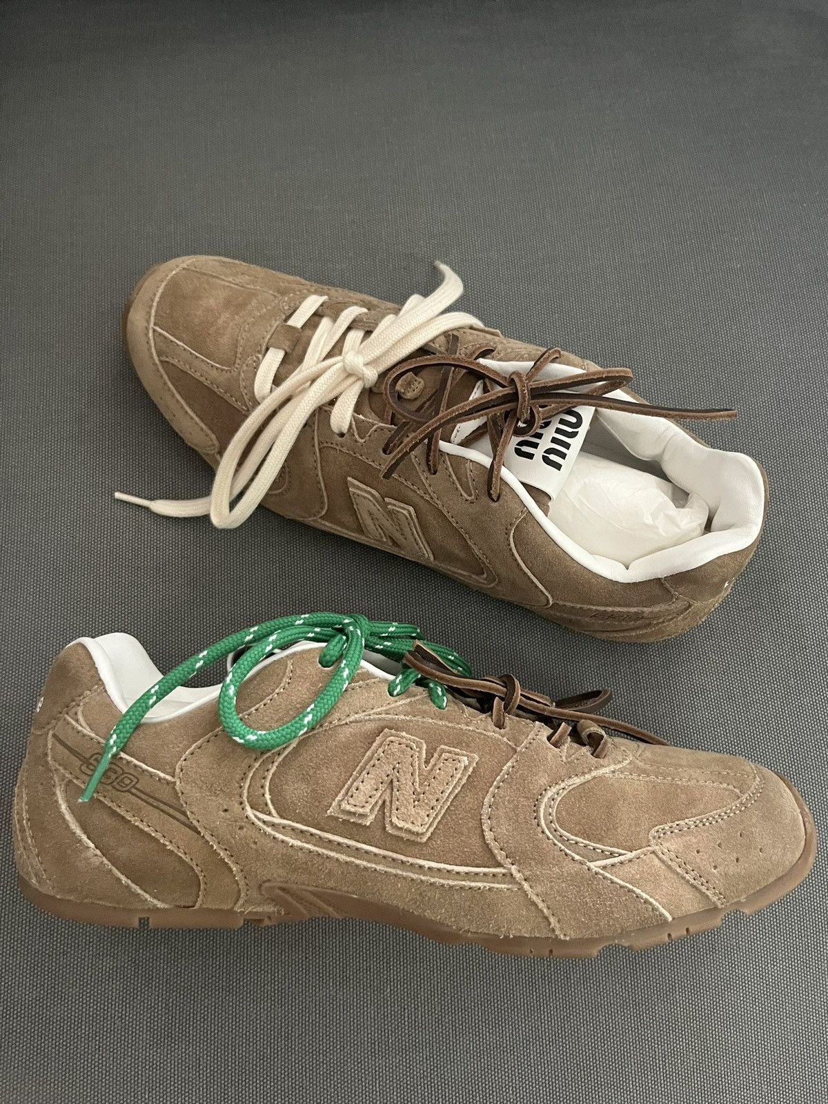Miu Miu × New Balance New Balance x Miu Miu 530 SL Suede Sneakers Ecru Beige Size US 10 / EU 43 - 6 Thumbnail