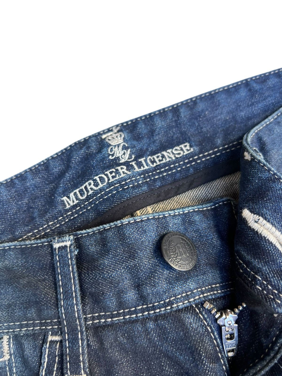 If Six Was Nine × Le Grande Bleu (L.G.B.) × Murder License Clawmark Waxed Denim Murder License Flare Jeans Size US 29 - 7 Thumbnail