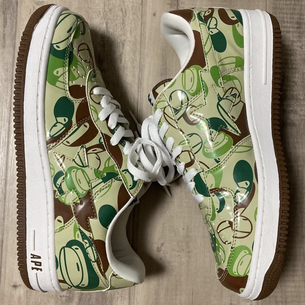 Bape × Nigo BAPESTA patent leather sneakers Milo camo a bathing ape BAPE Size US 10.5 / EU 43-44 - 2 Thumbnail