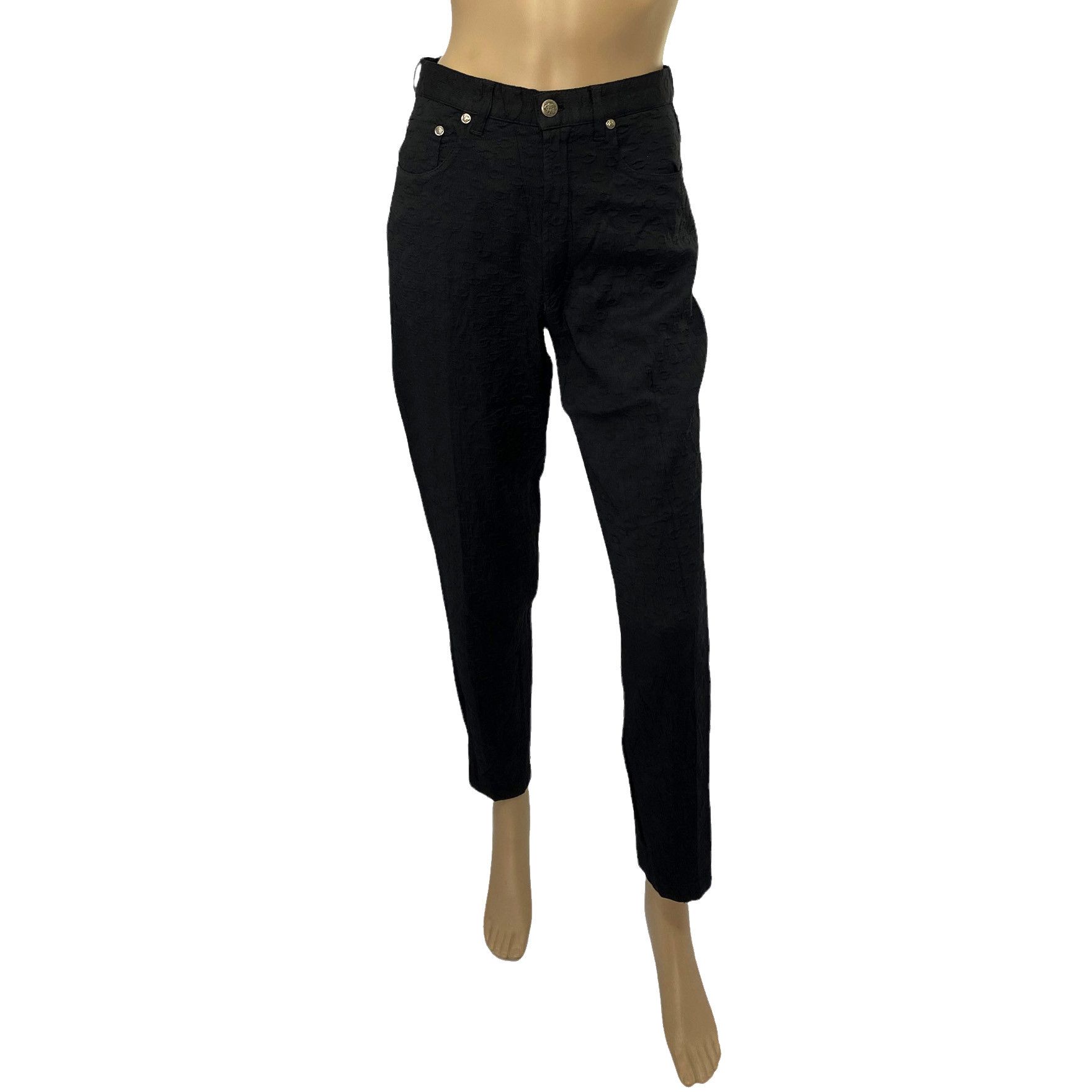 Versace Jeans Couture × Vintage VERSACE JEANS COUTURE Vintage Black Embossed Textured Jeans Size 26" / US 2 / IT 38 - 1 Thumbnail