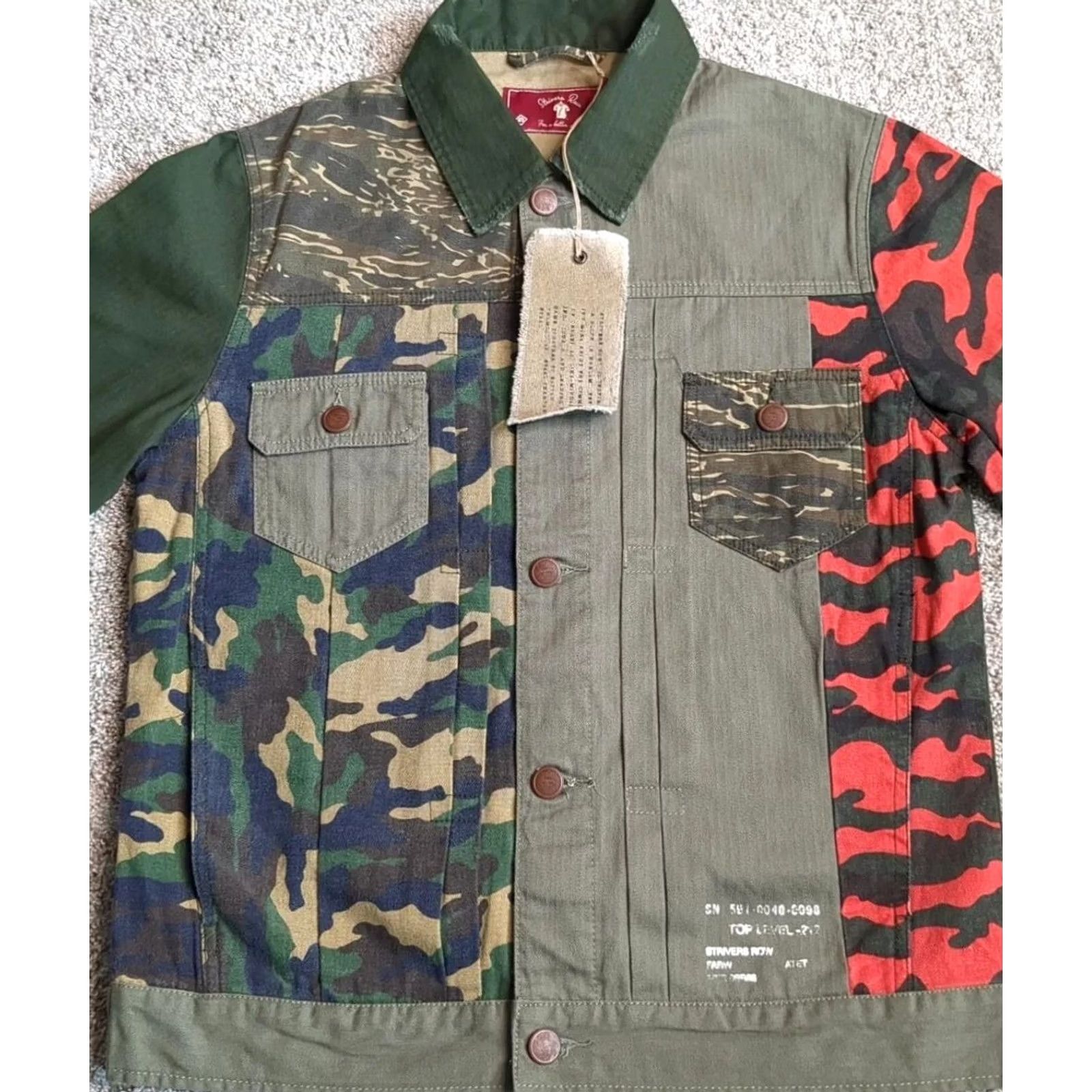Denime Strivers Row Jacket Denim Canvas Patchwork Metal Button Multicolor Casual Streetwear Mens MED Size US M / EU 48-50 / 2 - 2 Thumbnail