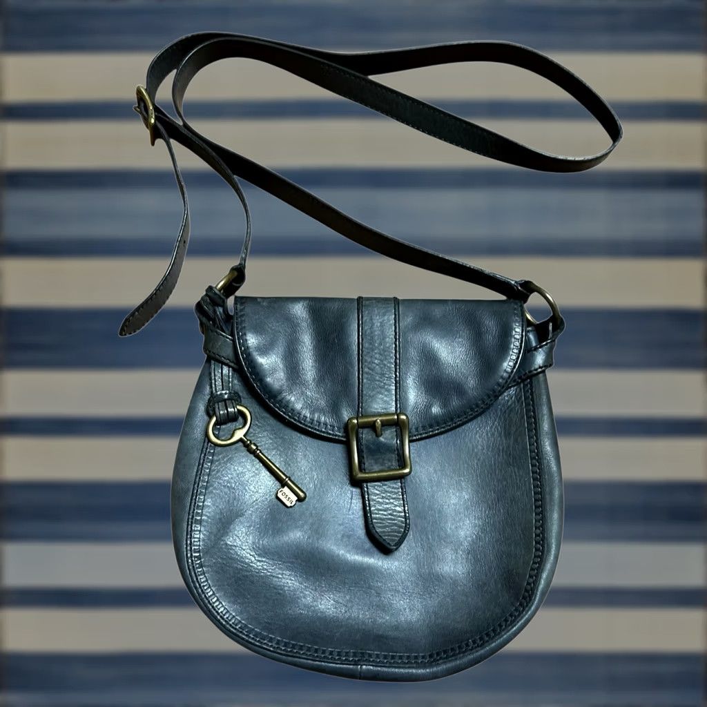 Fossil FOSSIL KEY Grey Leather Satchel Crossbody Purse Shoulder HandBag Women's Read Bag Sydney Vintage No Strap Tear Read More Details Size ONE SIZE - 1 Thumbnail