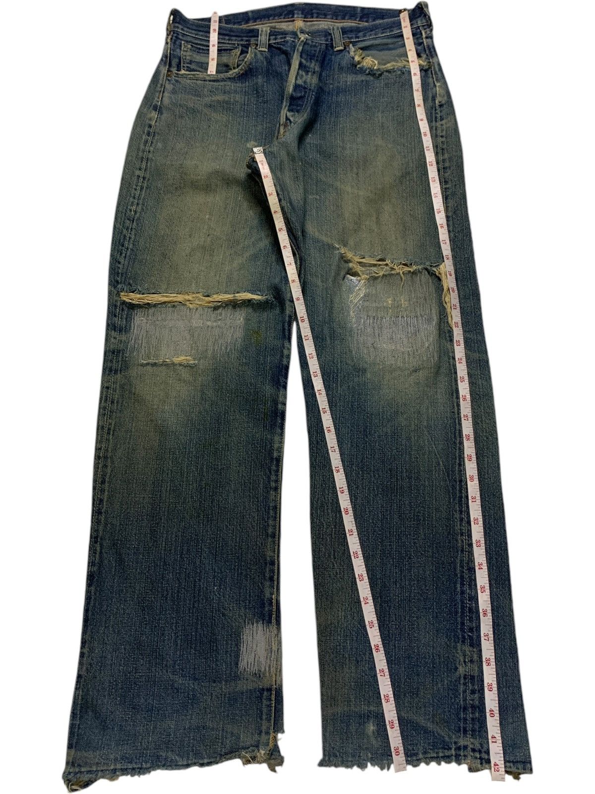 Japanese Brand × The Real McCoy's Vintage Mc Coy Selvedge Mud Wash Distressed Baggy Jeans Size US 31 - 14 Thumbnail