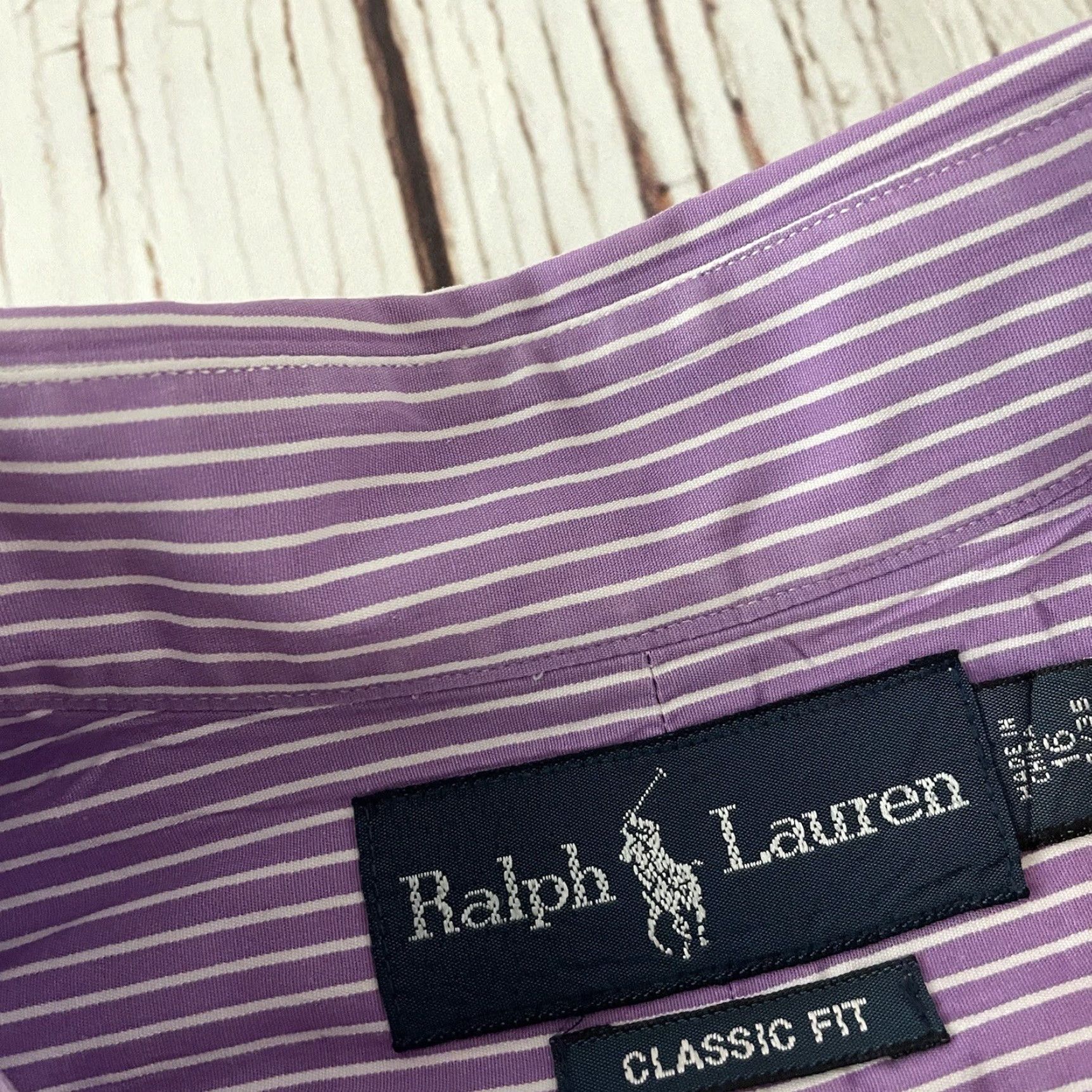 Polo Ralph Lauren Polo Ralph Lauren Dress Shirt Striped Long Sleeve Mens 16 34/35 Purple Size US L / EU 52-54 / 3 - 3 Thumbnail