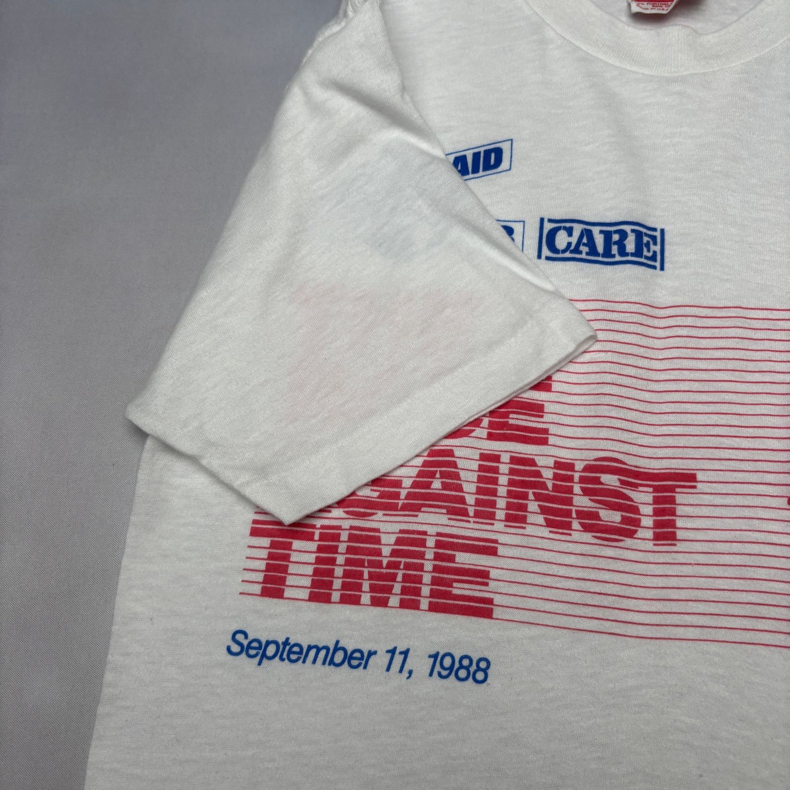 Vintage Vintage 1988 The Race Against Time Sport Aid T Shirt Medium Size US M / EU 48-50 / 2 - 3 Thumbnail