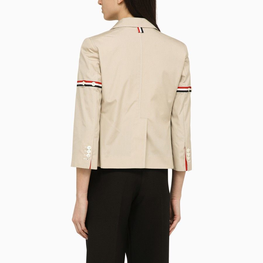 Thom Browne o1d2blof1024 Cotton Blend Short Blazer in Beige Size S / US 4 / IT 40 - 3 Thumbnail