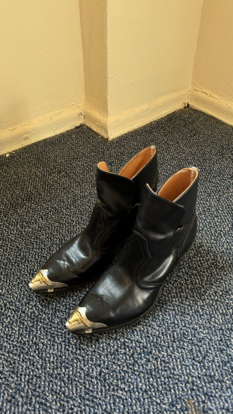 Vintage Vintage Cow Boy Boots Mens Leather Pointed Metal Toe | Grailed