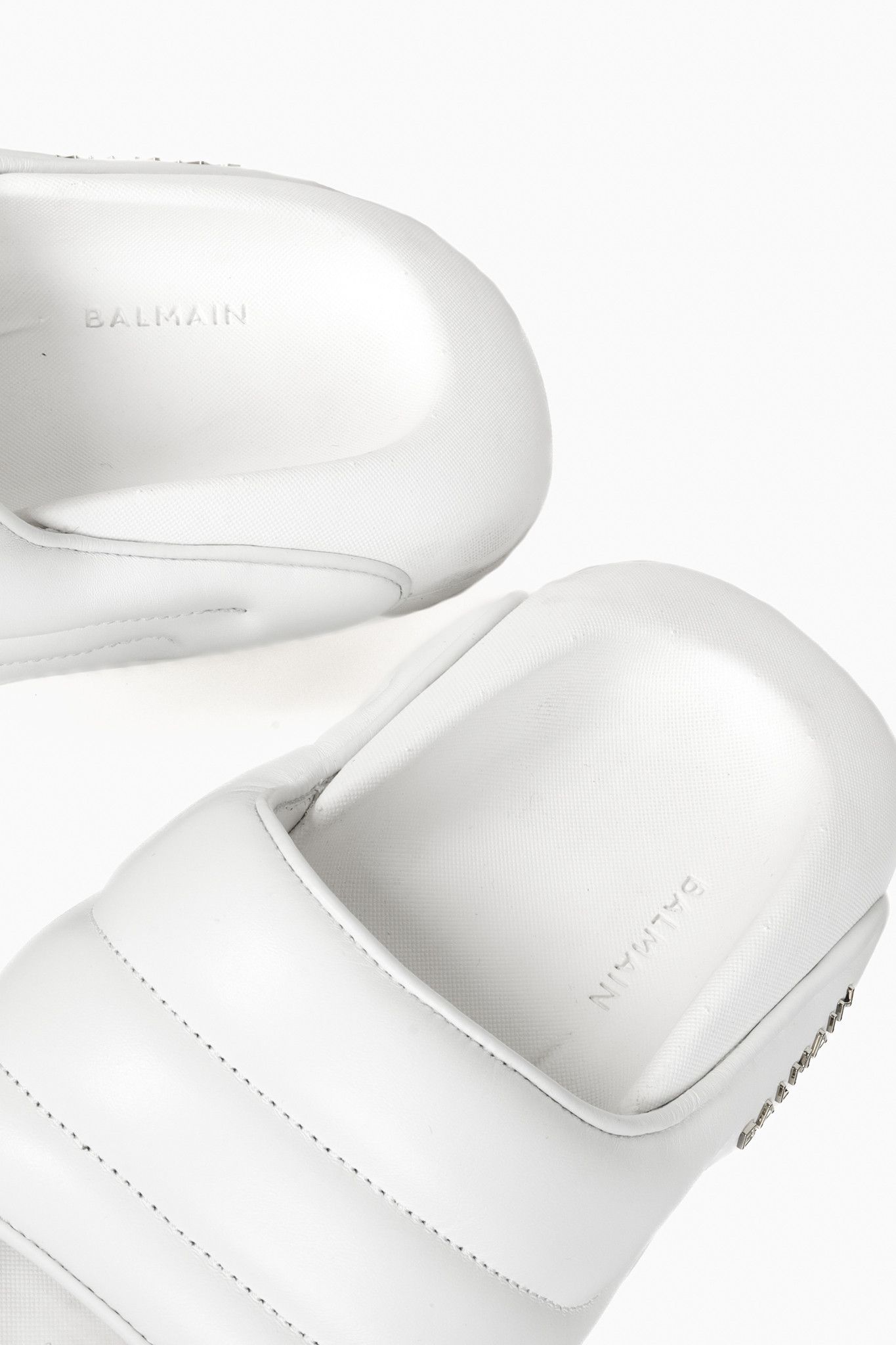 Balmain Balmain YN1VL699LPQP0A White Leather B-It Padded Mules Size US 6.5 / IT 36.5 - 9 Thumbnail