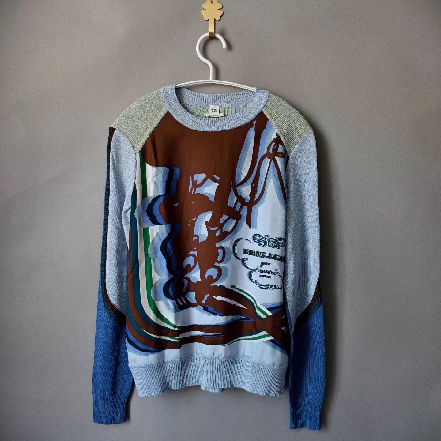 Hermes HERMES Graffiti Lock Silk Panel Knit Sweater 34 Size XS / US 0-2 / IT 36-38 - 1 Thumbnail