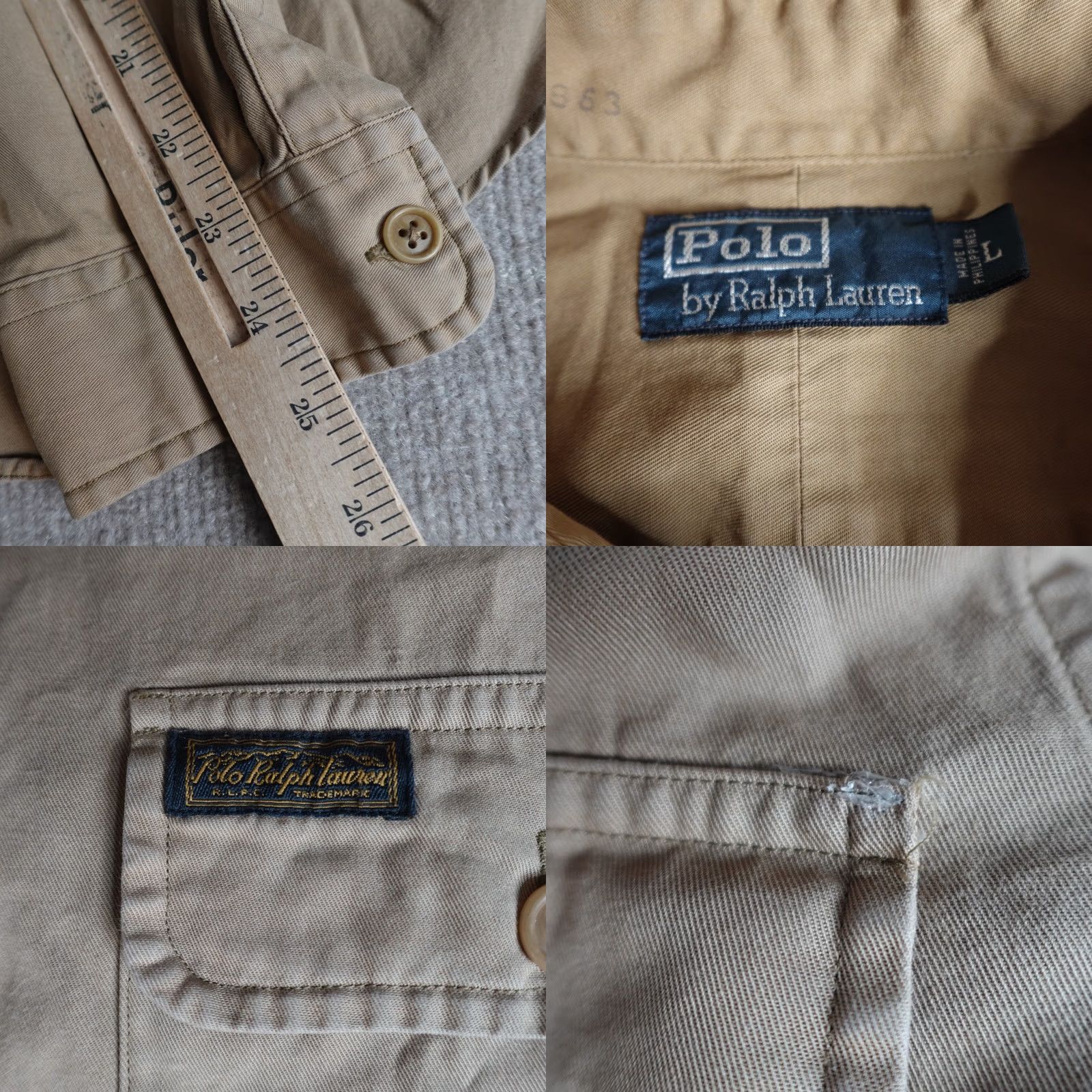 Polo Ralph Lauren Polo Ralph Lauren Shirt Large Beige Khaki Solid Cotton Army - Mens, Button-Up, Long Sleeve, Collared, Regular Size L, Vintage? No Size US L / EU 52-54 / 3 - 8 Thumbnail
