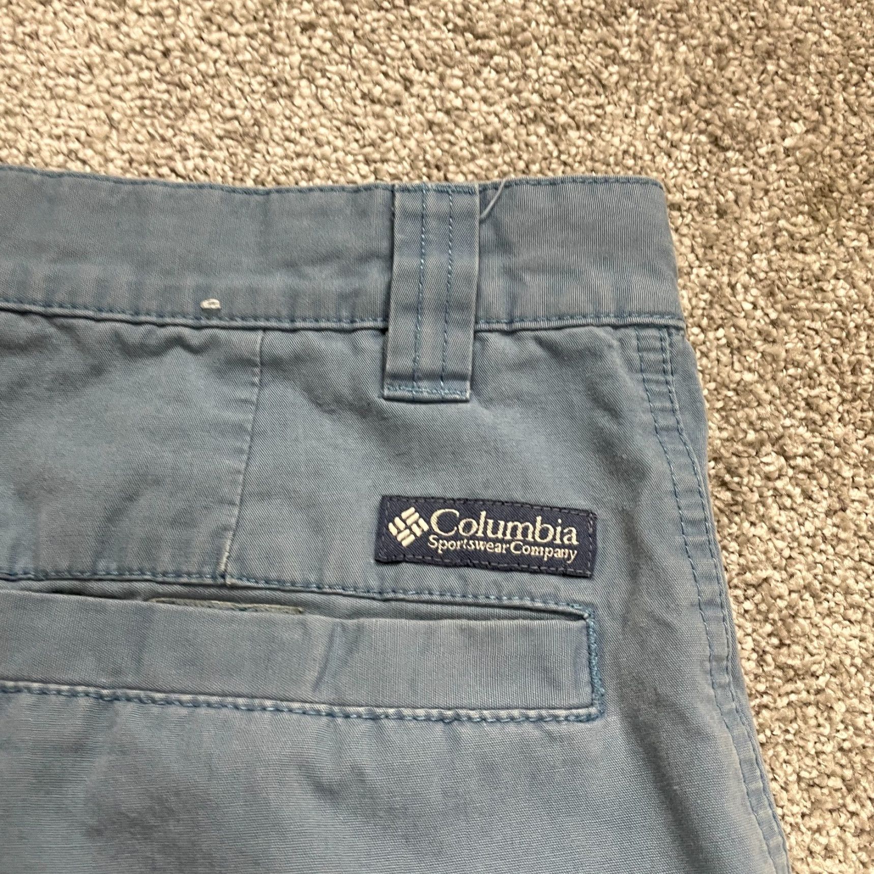 Vintage Columbia Cargo Shorts Men's 32 Solid Blue Flat Front Pockets Cotton Casual Sport - Regular Fit, Zip, 10" Inseam Size US 32 / EU 48 - 7 Thumbnail
