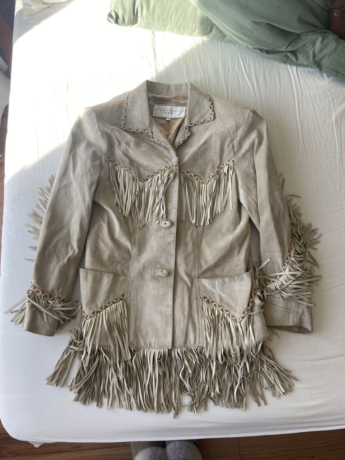 Other Alan Michael USA Vintage Suede Fringe Jacket Size S / US 4 / IT 40 - 1 Thumbnail