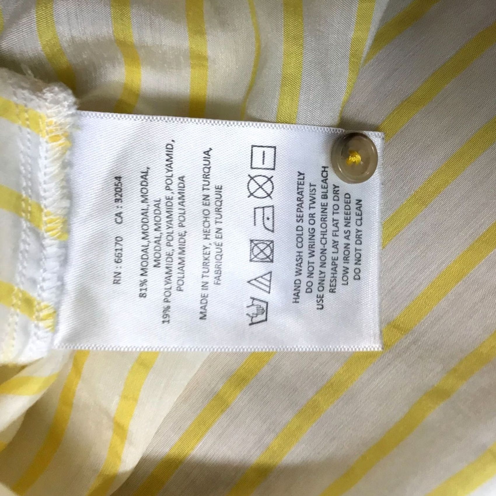 Vintage Maeve Womens 6 Yellow & White Stripe Sleeveless V Neck Button Tie Waist Top Size M / US 6-8 / IT 42-44 - 8 Thumbnail
